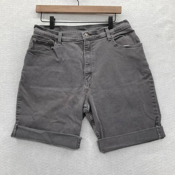 Vintage Levis 550 Shorts Womens 16 Gray Relaxed Fit Tapered Leg Denim 2000 Y2K - Picture 1 of 11
